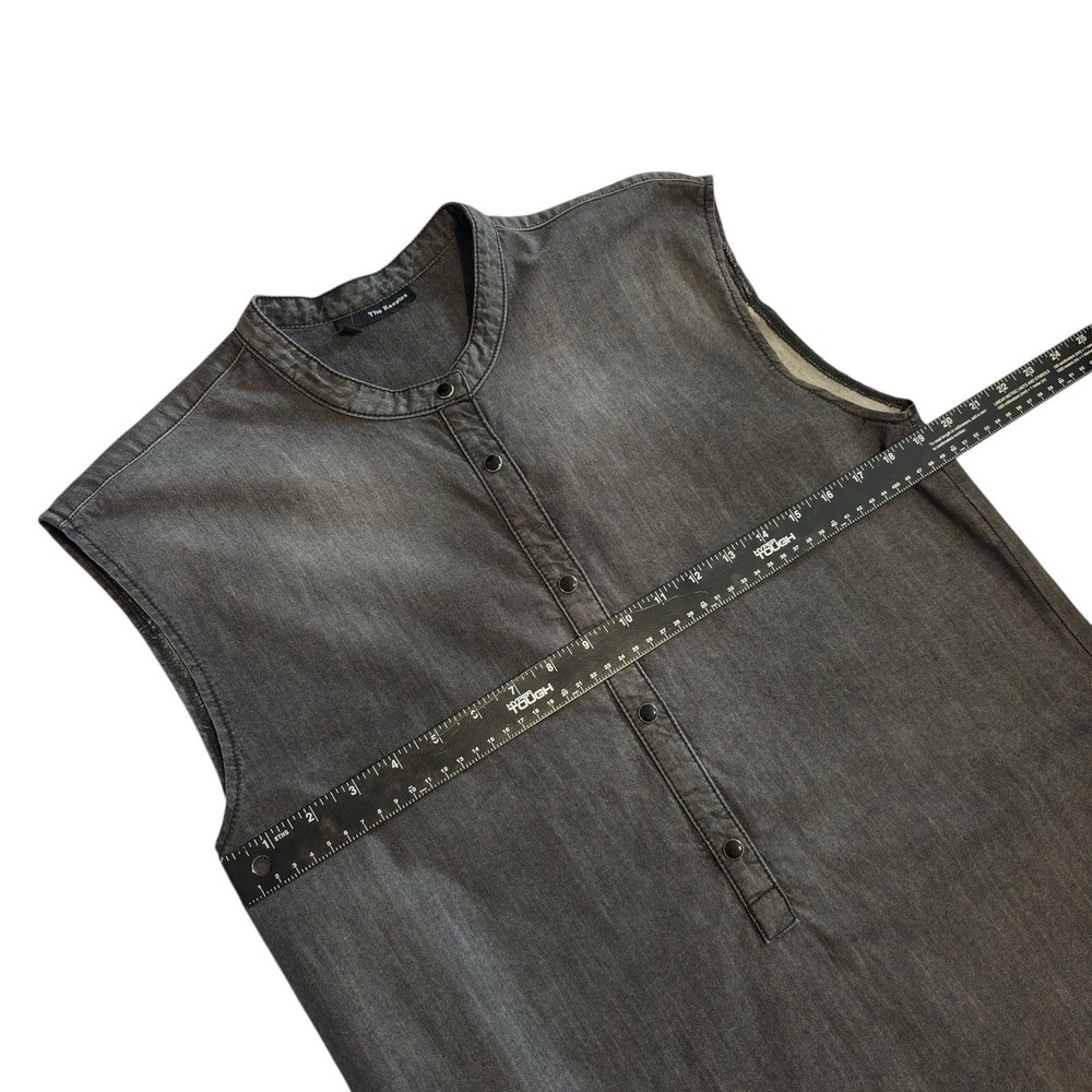 THE KOOPLES Crew Neck Denim Half Button Shirt Dress Grey Medium - Picture 3 of 7